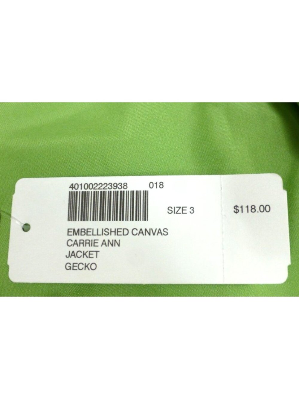 Chicos Carrie Ann Gecko Embellished Green Jacket Size 3 Beaded Floral Design NWT - Picture 4 of 13